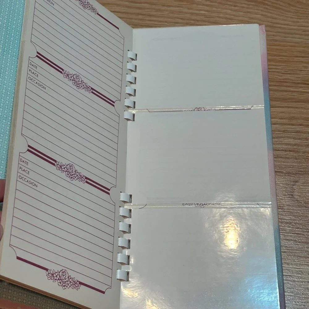 Vintage Baby Photo Diary Unused Memory Book Mid Century Floral Pink Blue